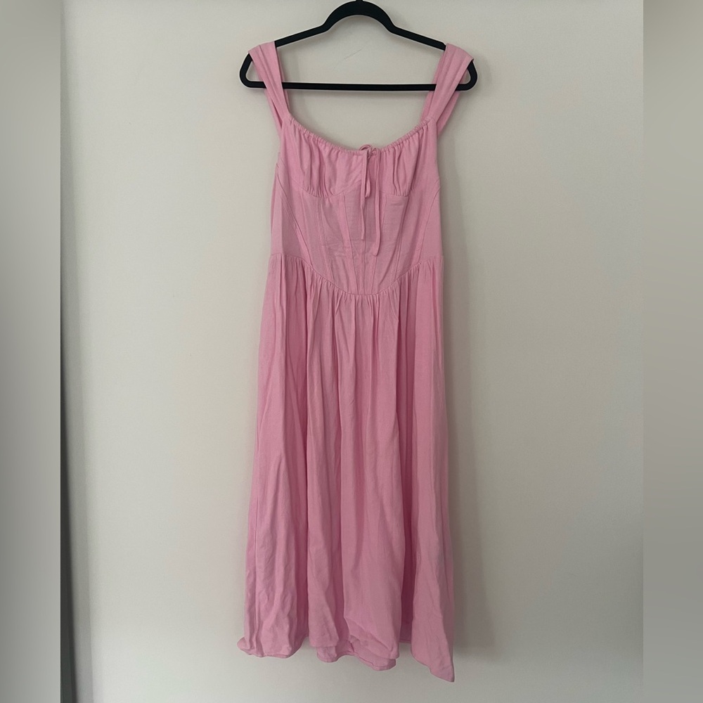 Forever 21 Pink Smocked Midi Dress - Size Large